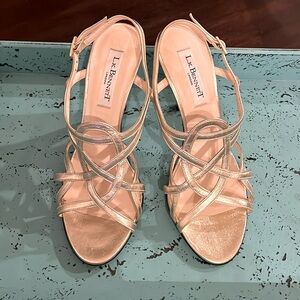 NEW Beautiful Classy L.K. Bennett Gold Strappy Feria Heels Size 8 
(EU 38 EUC)